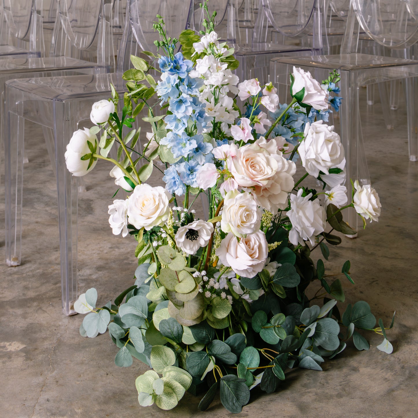 The Something Blue Aisle Flowers